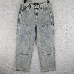 Double Knee Acid Washed Baggy Carpenter Jeans Mens 34x30 Skater Grunge Cargo Y2K